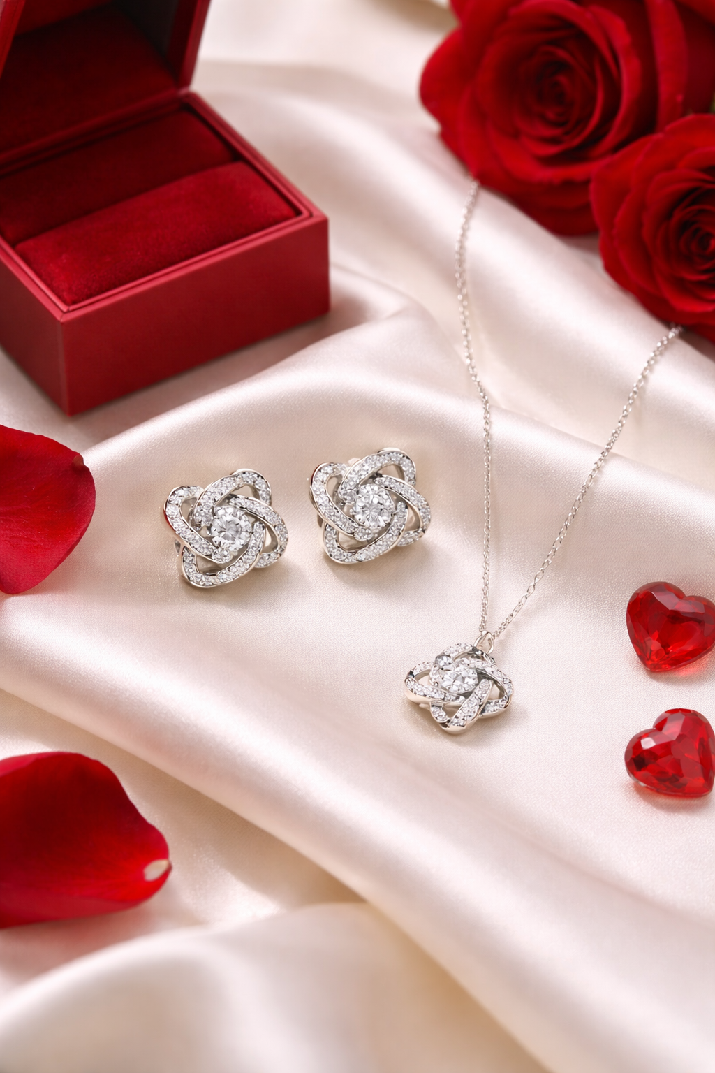 White Gold Earring - Valentine's Day Gift