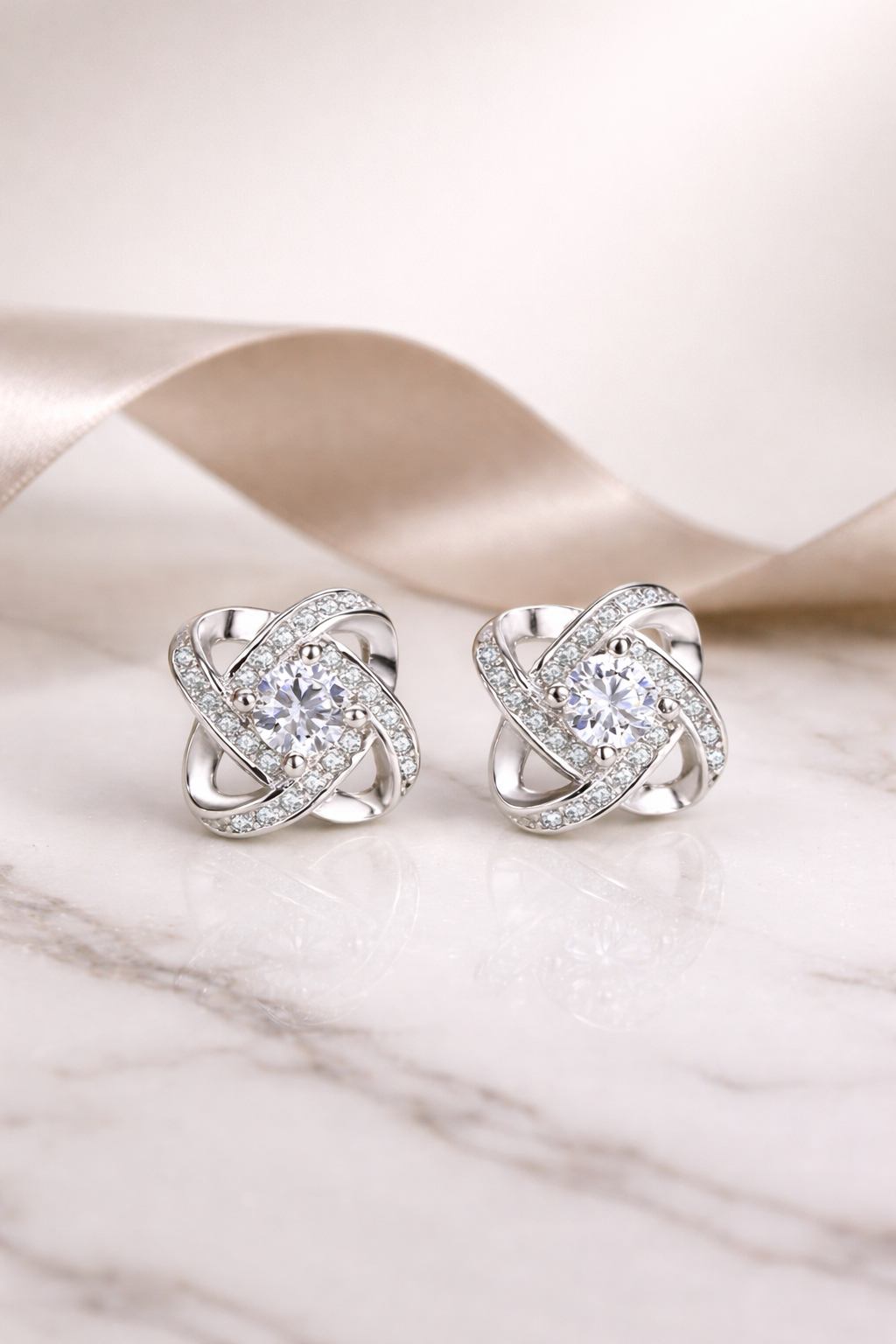 White Gold Earring - Valentine's Day Gift