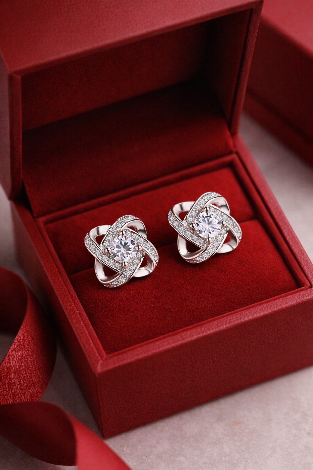 White Gold Earring - Valentine's Day Gift