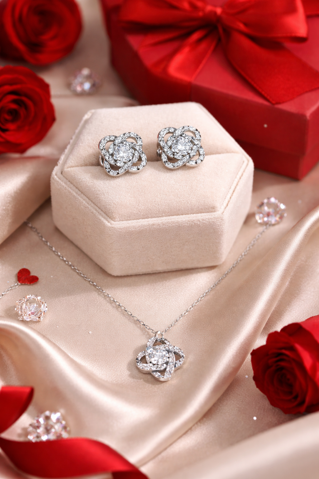 White Gold Earring - Valentine's Day Gift