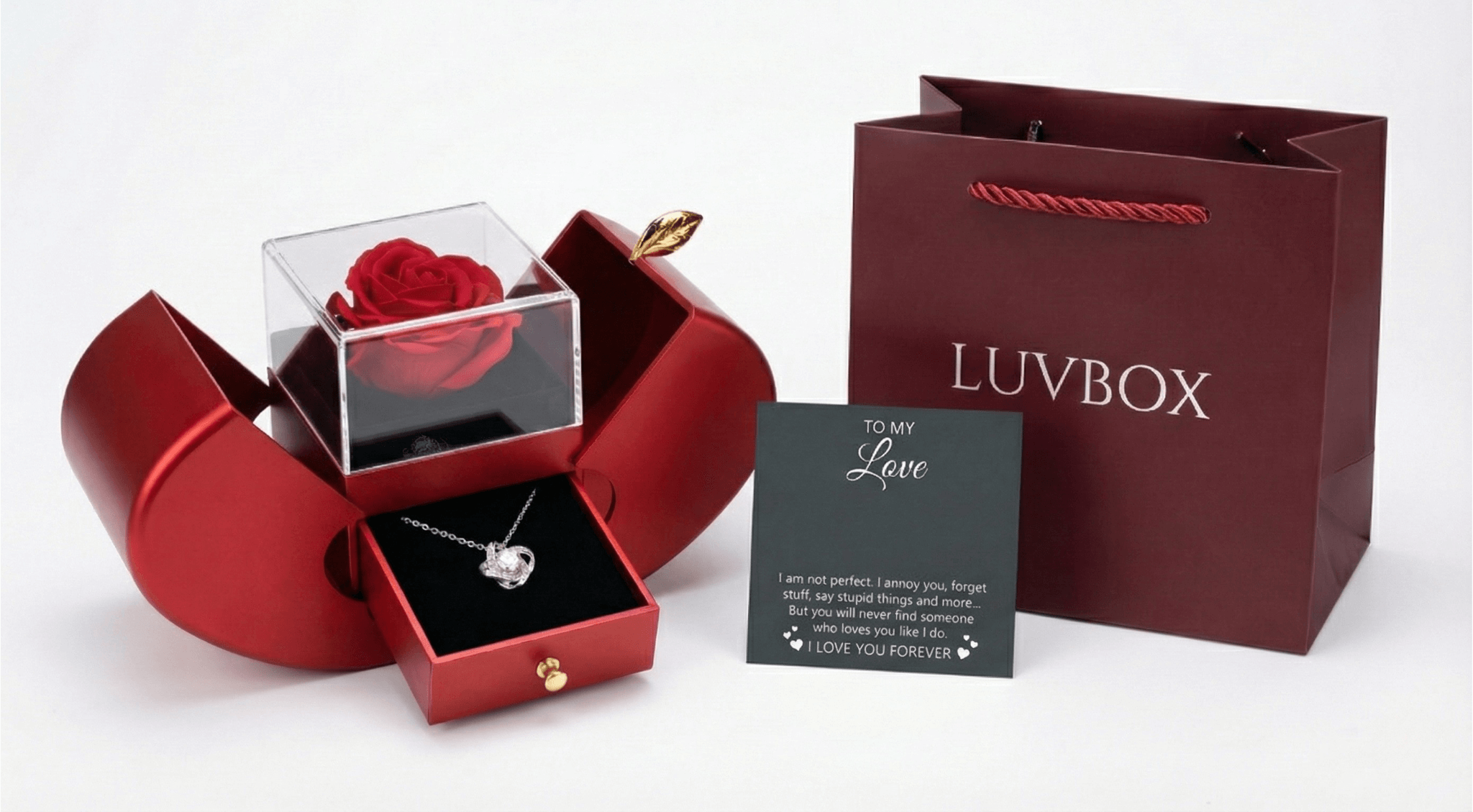 White Gold Necklace With Real Rose