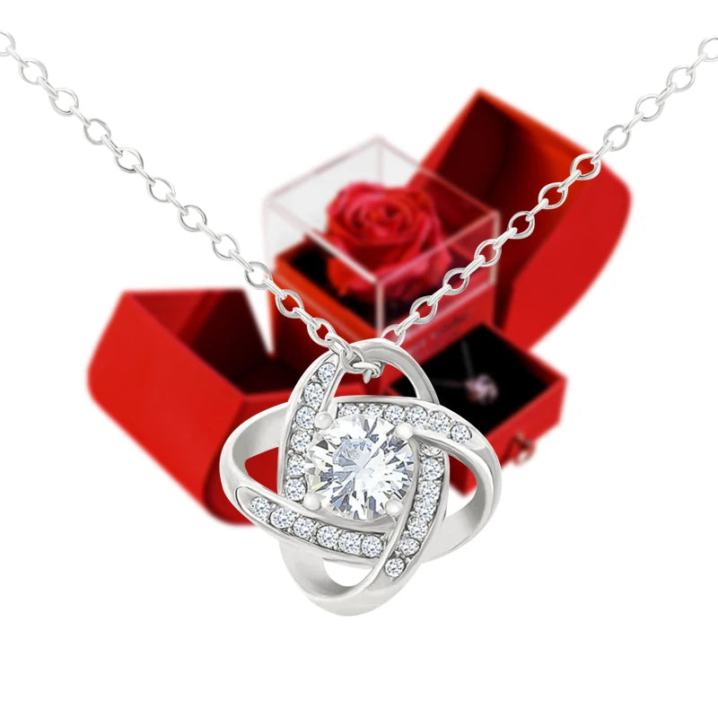 White Gold Necklace With Real Rose